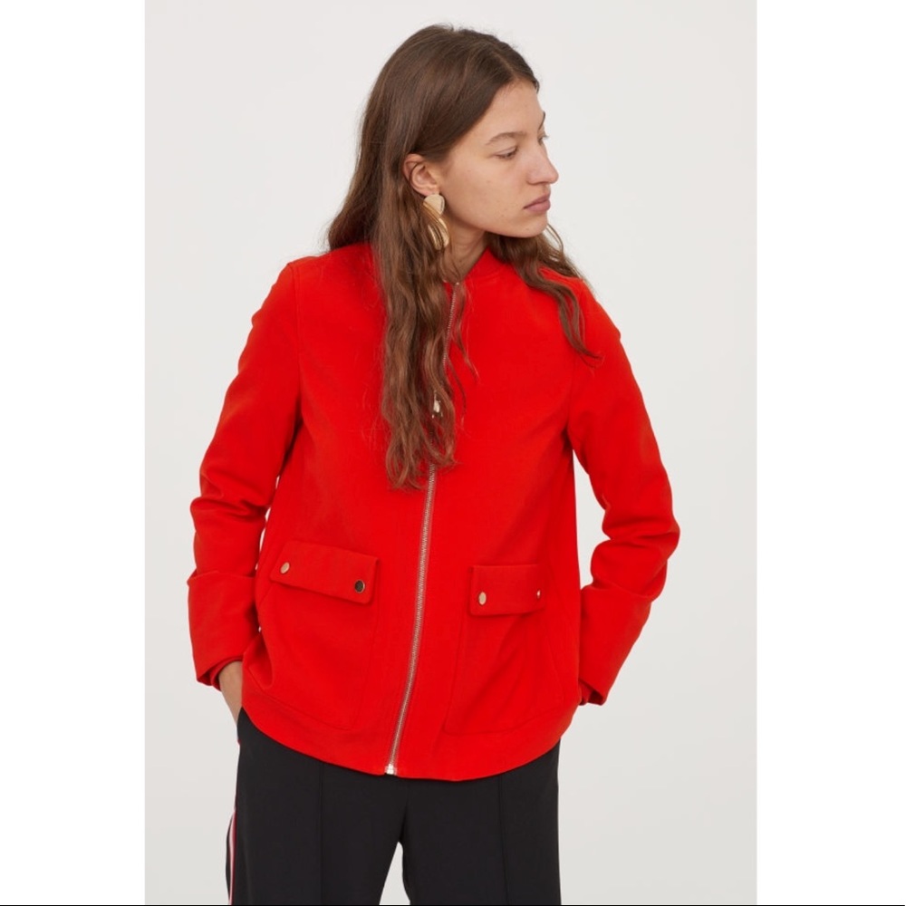 Zara Red Zip Front Jacket